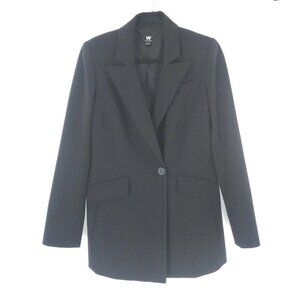 W By Worth Blazer Womens 8 Black Single Button Career Minimalist Capsule Neutral
